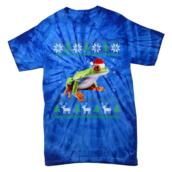 Funny Ugly Sweater Christmas Animals Santa Frog Lover Funny Gift Tie-Dye T-Shirt