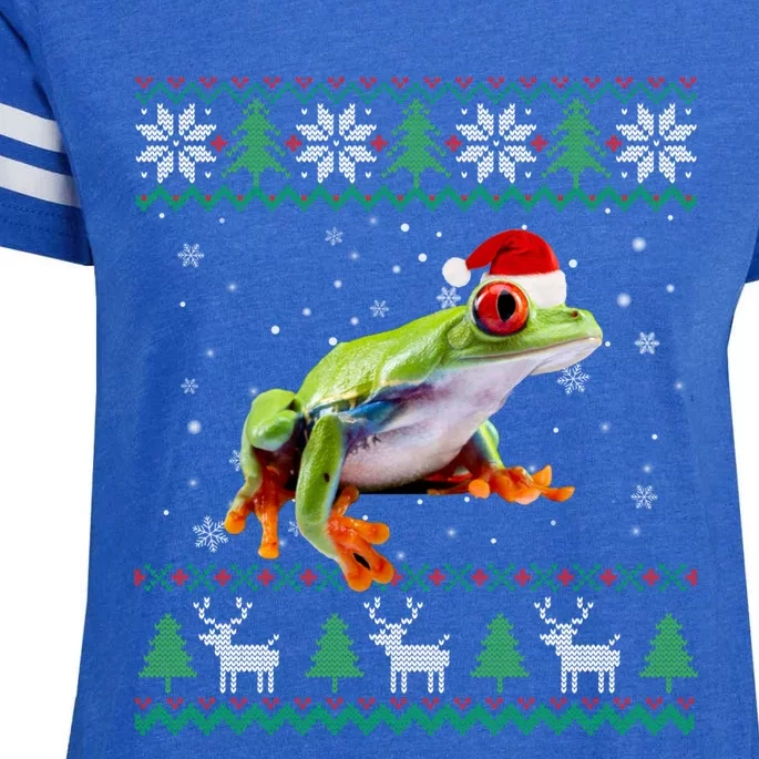 Funny Ugly Sweater Christmas Animals Santa Frog Lover Funny Gift Enza Ladies Jersey Football T-Shirt