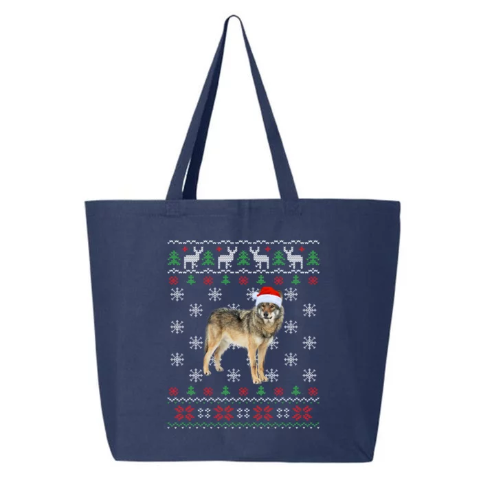 Funny Ugly Sweater Xmas Animals Christmas Wolf Lover Gift 25L Jumbo Tote