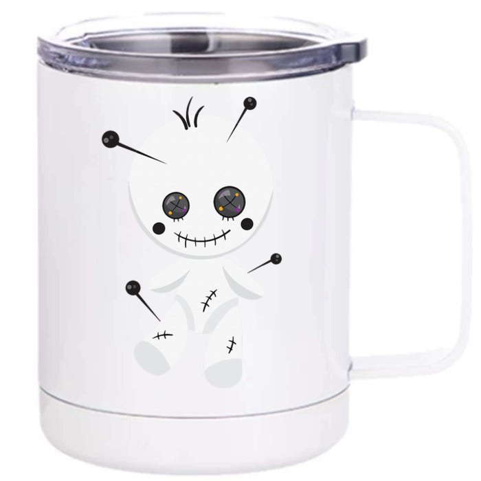 Funny Unique & Spooky Halloween Voodoo Doll Gift Front & Back 12oz Stainless Steel Tumbler Cup