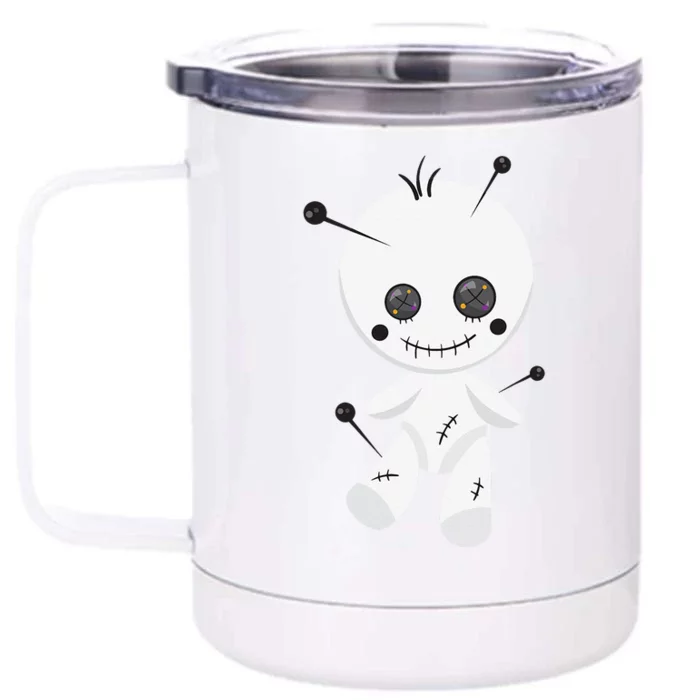 Funny Unique & Spooky Halloween Voodoo Doll Gift Front & Back 12oz Stainless Steel Tumbler Cup