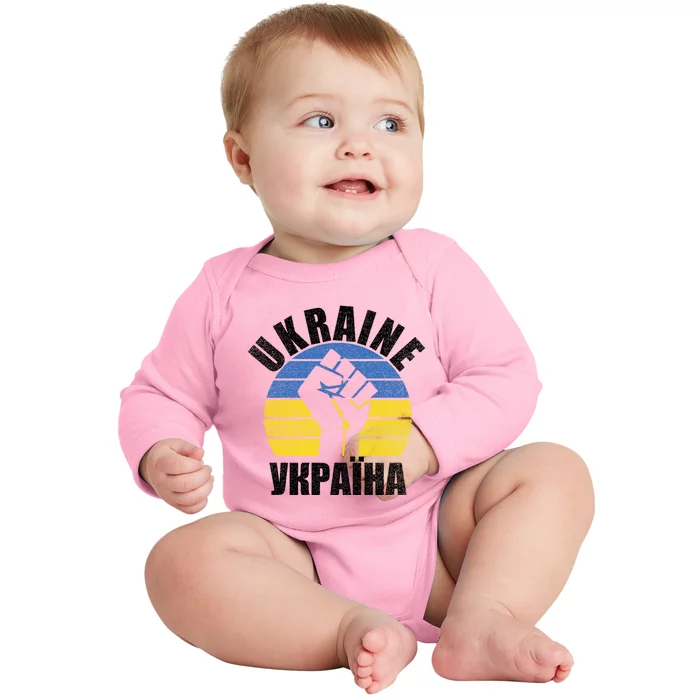 Free Ukraine Stand With Ukraine Ukrainian Support Ukraine Gift Baby Long Sleeve Bodysuit