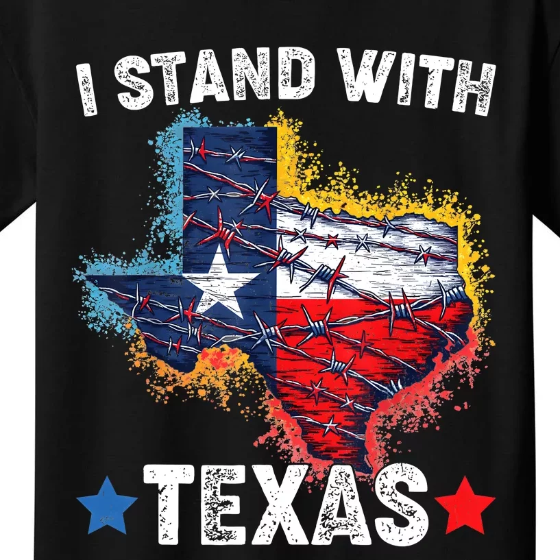 Flag Usa State Of Texas I Stand With Texas Kids T-Shirt