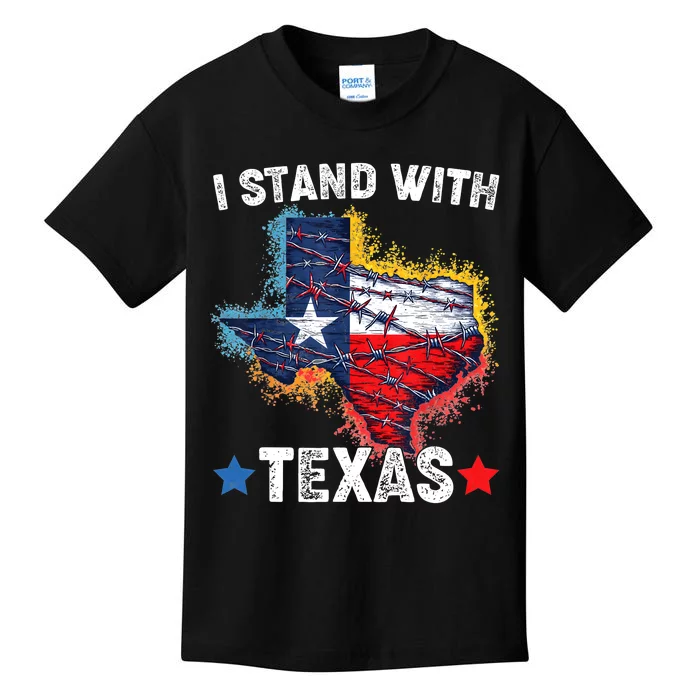 Flag Usa State Of Texas I Stand With Texas Kids T-Shirt