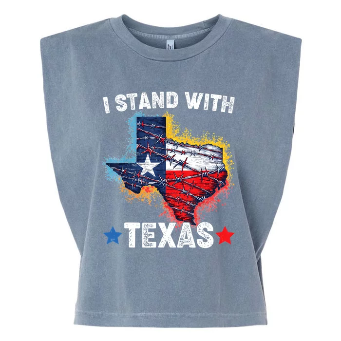 Flag Usa State Of Texas I Stand With Texas Garment-Dyed Women's Muscle Tee