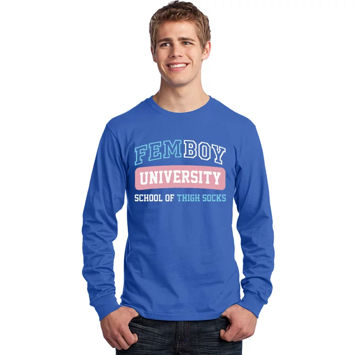 Femboy University School Of Thigh Socks Long Sleeve Shirt