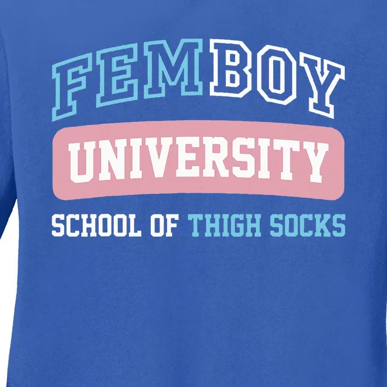 Femboy University School Of Thigh Socks Ladies Long Sleeve Shirt