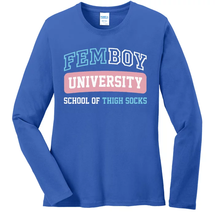 Femboy University School Of Thigh Socks Ladies Long Sleeve Shirt