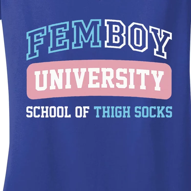 Femboy University School Of Thigh Socks Women's V-Neck T-Shirt