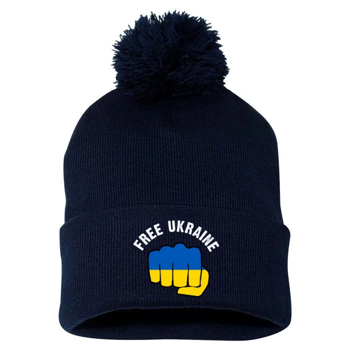 Free Ukraine Strong Pom Pom 12in Knit Beanie