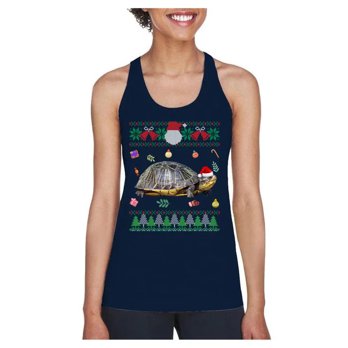 Funny Ugly Sweater Christmas Animals Santa Turtle Lover Gift Women's Racerback Tank