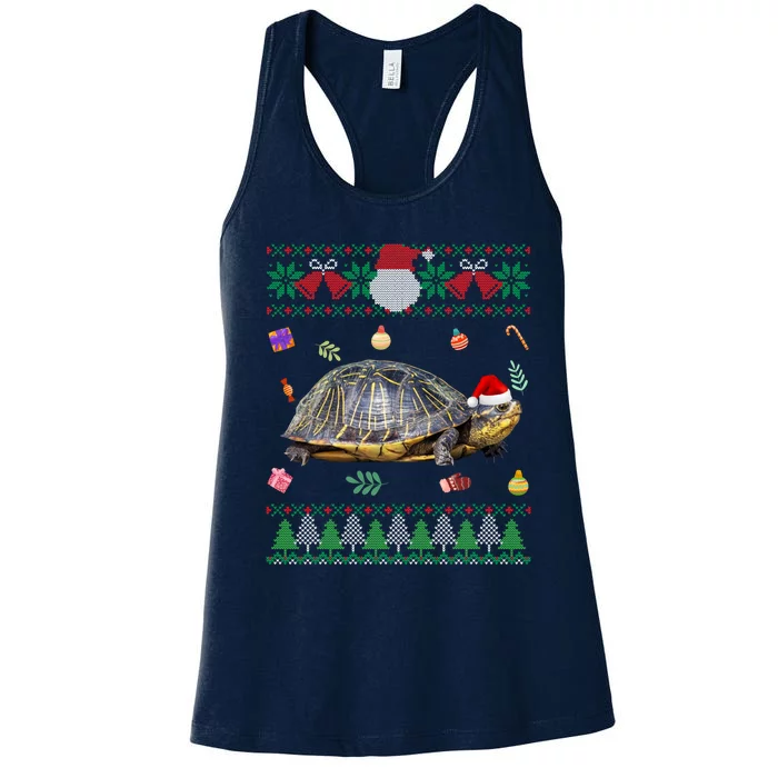 Funny Ugly Sweater Christmas Animals Santa Turtle Lover Gift Women's Racerback Tank