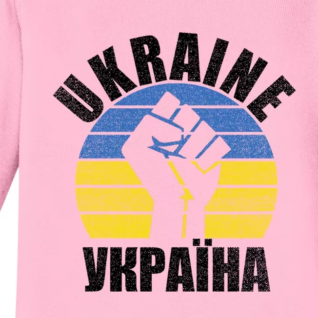 Free Ukraine Stand With Ukraine Ukrainian Support Ukraine Gift Baby Long Sleeve Bodysuit