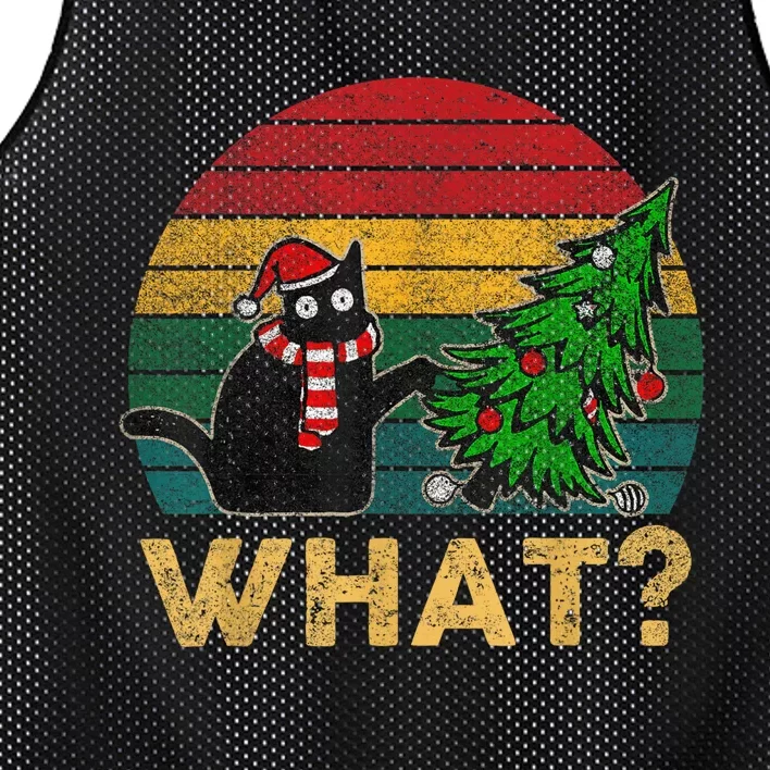 Funny Ugly Sweater Christmas Shirt Naughty Cat Santa Hat Mesh Reversible Basketball Jersey Tank