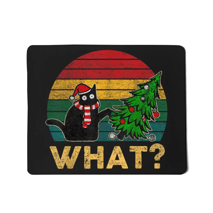 Funny Ugly Sweater Christmas Shirt Naughty Cat Santa Hat Mousepad