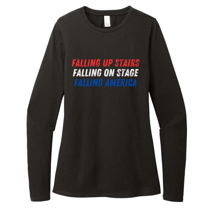 Falling Up Stairs Falling On Stage Falling America Womens CVC Long Sleeve Shirt