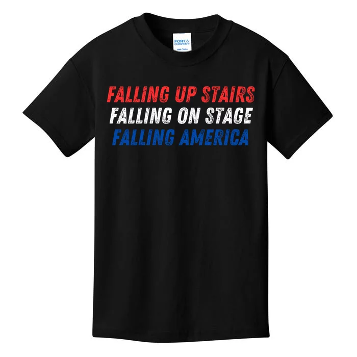 Falling Up Stairs Falling On Stage Falling America Kids T-Shirt