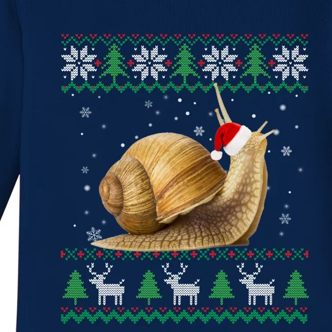 Funny Ugly Sweater Christmas Animals Santa Snail Lover Gift Baby Long Sleeve Bodysuit