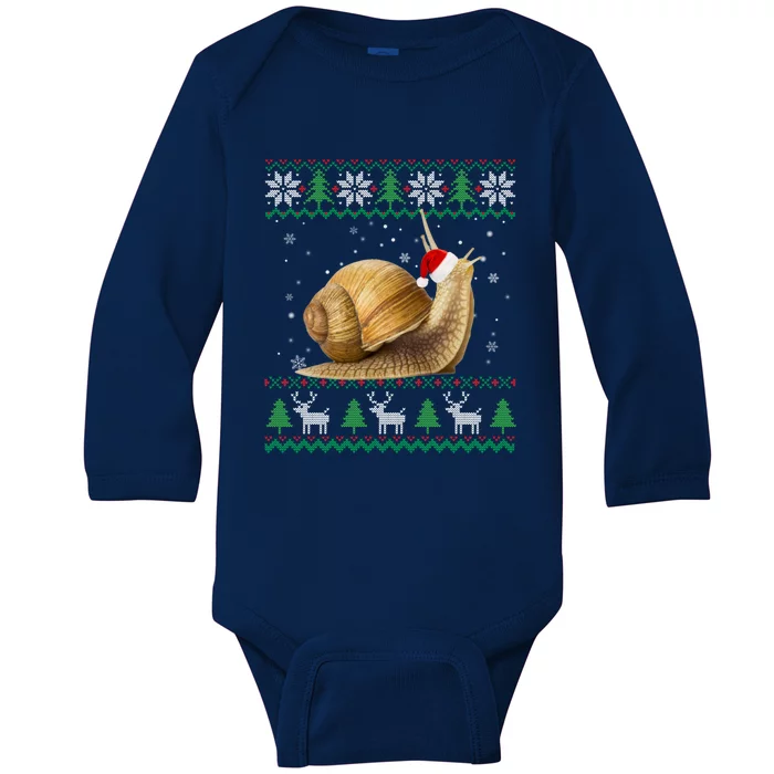 Funny Ugly Sweater Christmas Animals Santa Snail Lover Gift Baby Long Sleeve Bodysuit