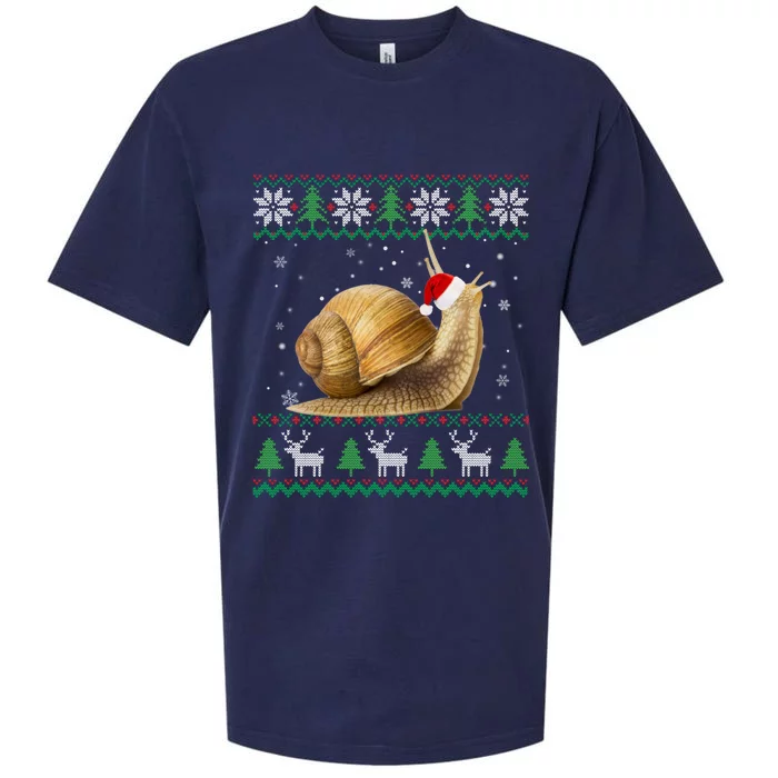 Funny Ugly Sweater Christmas Animals Santa Snail Lover Gift Sueded Cloud Jersey T-Shirt