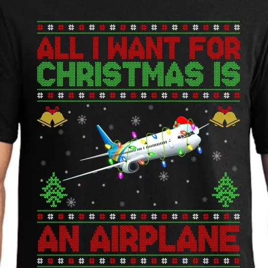 Funny Ugly Sweater All I Want For Christmas Is A Airplane Cool Gift Pajama Set