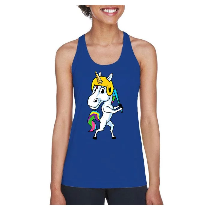 Funny Unicorn Sports Magical Softball And Baseball Athlete Gift Women's Racerback Tank