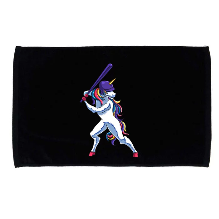 Funny Unicorn Sports Softball Magical Bat And Ball Player Meaningful Gift Microfiber Hand Towel