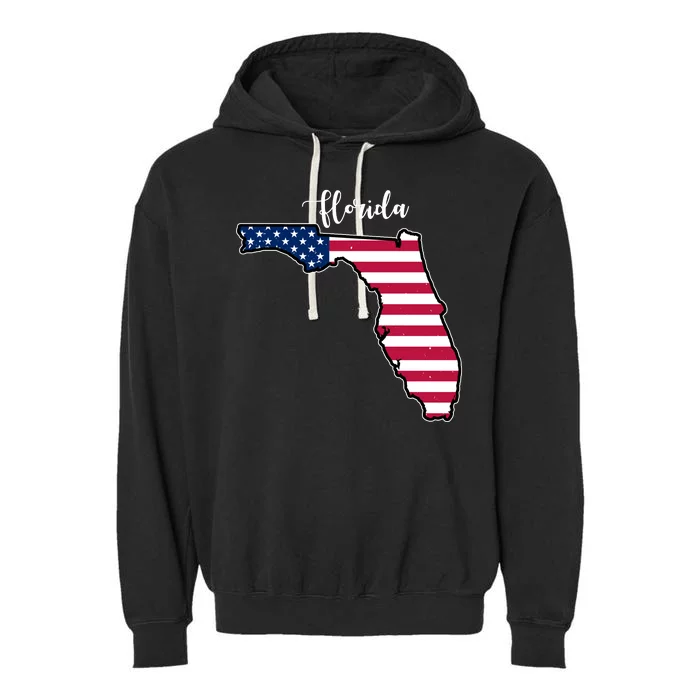 Florida United States Map Garment-Dyed Fleece Hoodie