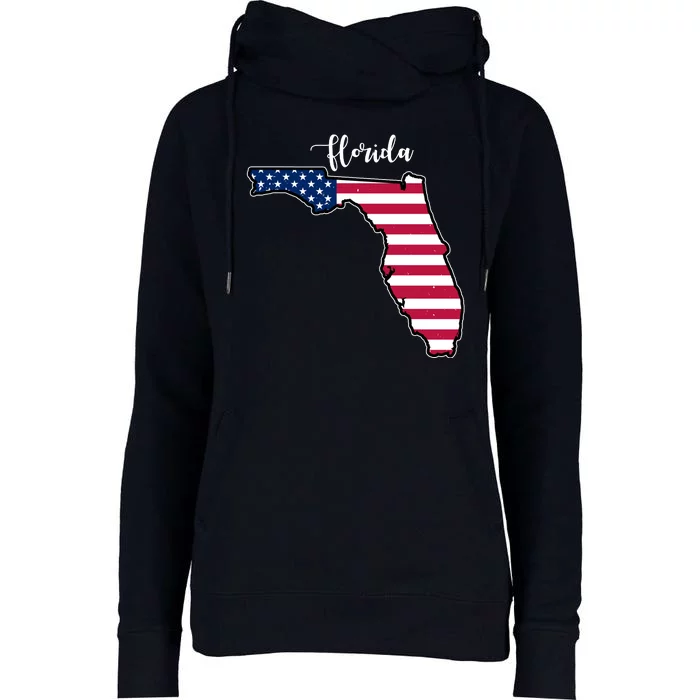 Florida United States Map Womens Funnel Neck Pullover Hood