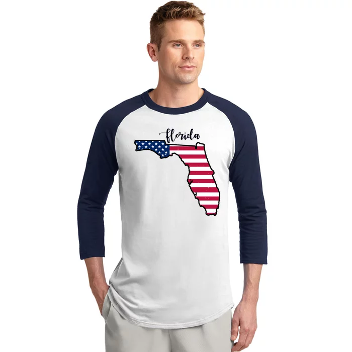 Florida United States Map Baseball Sleeve Shirt