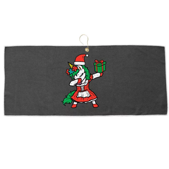 Festive Unicorn Santa Dab Cute Christmas Design Large Microfiber Waffle Golf Towel