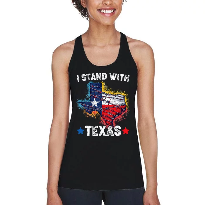 Flag Usa State Of Texas I Stand With Texas Women's Racerback Tank