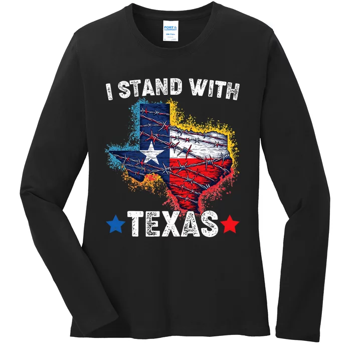 Flag Usa State Of Texas I Stand With Texas Ladies Long Sleeve Shirt