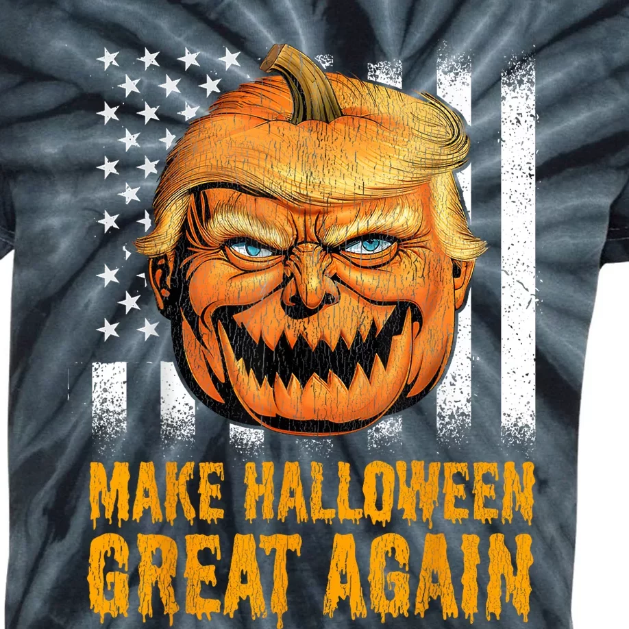 Funny Usa Trumpkin Make Halloween Great Again Kids Tie-Dye T-Shirt