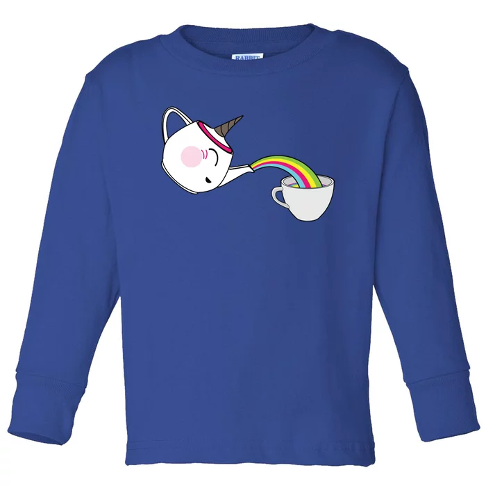 Funny Unicorn Teapot Cute Rainbow Animal Mom Tea Gift Toddler Long Sleeve Shirt