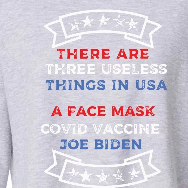 Funny Useless Things Vaccine Biden Stars Grunge Distressed Cropped Pullover Crew