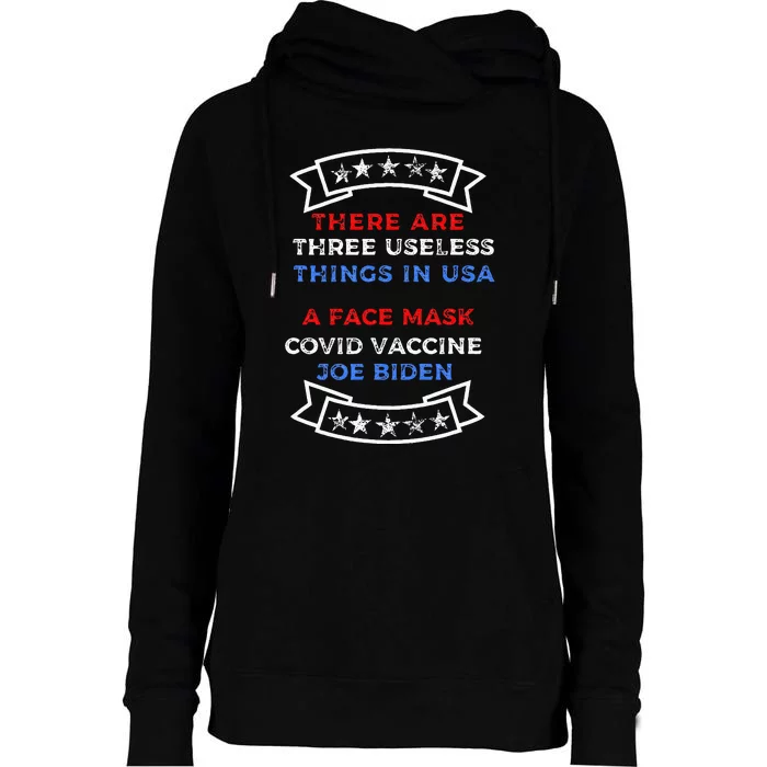 Funny Useless Things Vaccine Biden Stars Grunge Womens Funnel Neck Pullover Hood