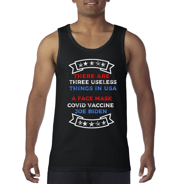 Funny Useless Things Vaccine Biden Stars Grunge Tank Top