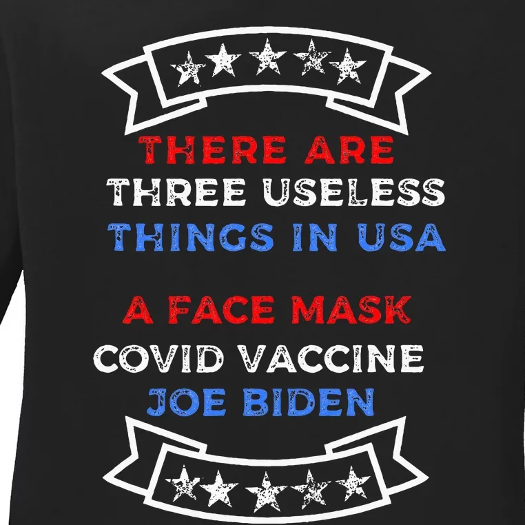 Funny Useless Things Vaccine Biden Stars Grunge Ladies Long Sleeve Shirt