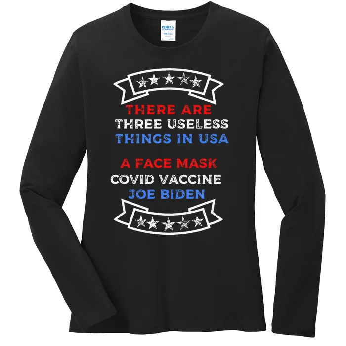 Funny Useless Things Vaccine Biden Stars Grunge Ladies Long Sleeve Shirt