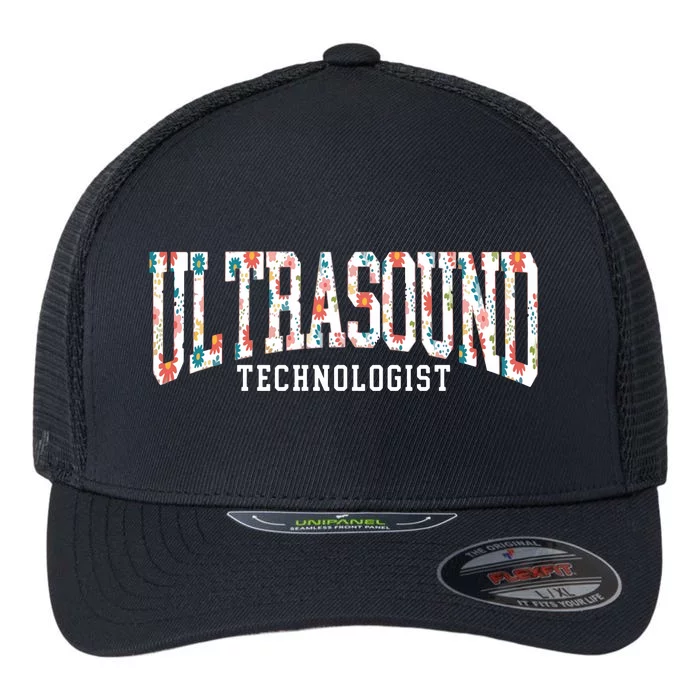 Floral Ultrasound Technologist Sonographer Flexfit Unipanel Trucker Cap