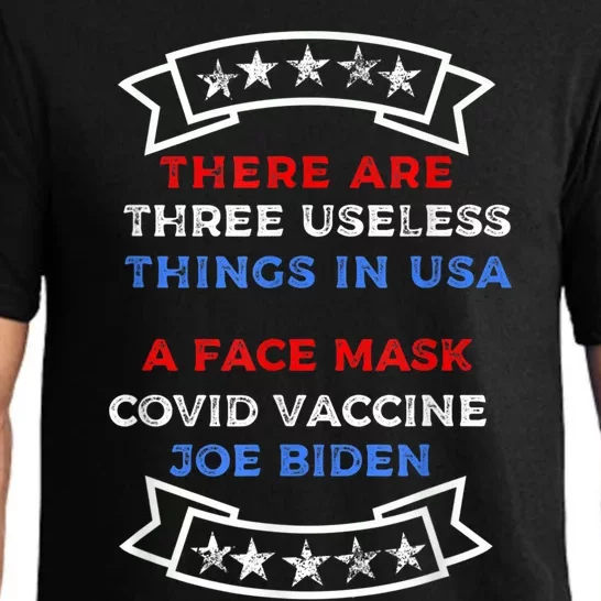 Funny Useless Things Vaccine Biden Stars Grunge Distressed Pajama Set