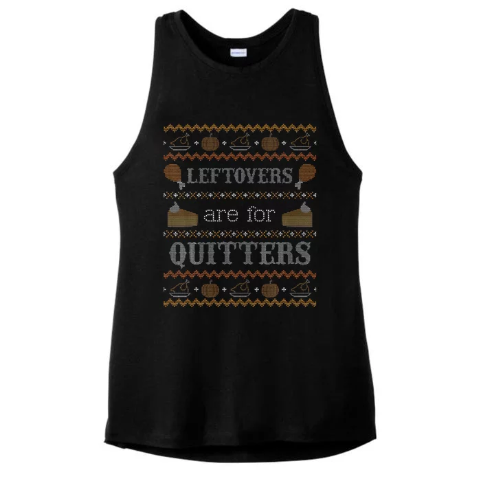 Funny Ugly Thanksgiving Funny Leftovers For Quitters Ladies Tri-Blend Wicking Tank