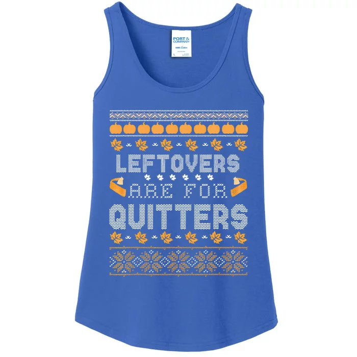 Funny Ugly Thanksgiving Sweater Leftovers for Quitters Ladies Essential Tank