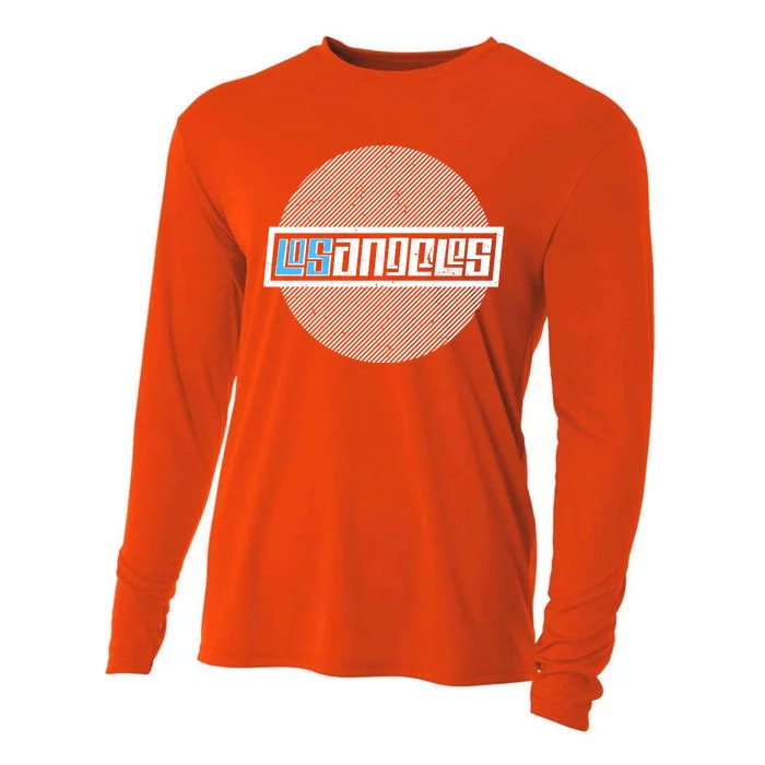 Futuristic Los Angeles Logo Cooling Performance Long Sleeve Crew