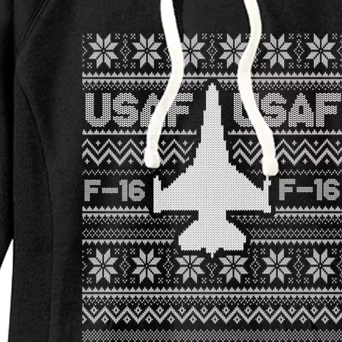 F16 Usaf Ugly Christmas Sweater Gift Fighter Pilot Women's Fleece Hoodie