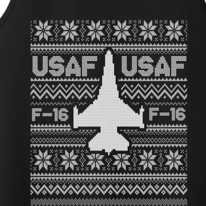 F16 Usaf Ugly Christmas Sweater Gift Fighter Pilot Performance Tank