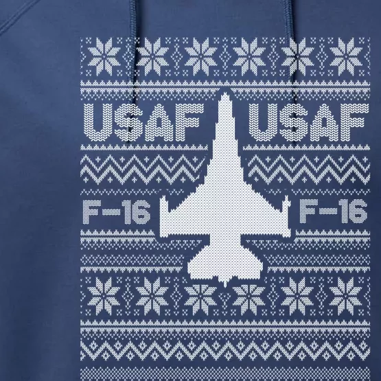 F16 Usaf Ugly Christmas Sweater Gift Fighter Pilot Performance Fleece Hoodie