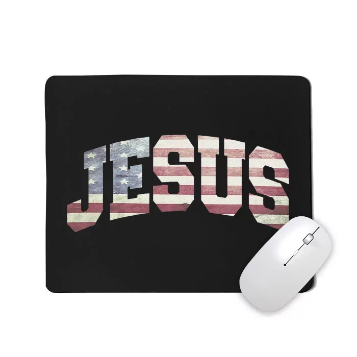 Funny USA US Flag Patriotic 4th of July Jesus Mousepad