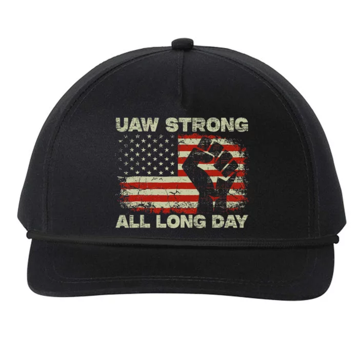 Flag Usa Uaw Strong All Long Day Uaw Strike Vintage Snapback Five-Panel Rope Hat